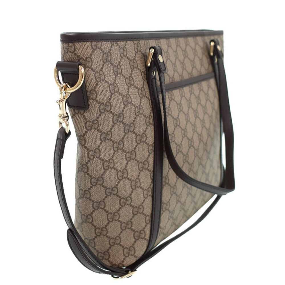 Gucci Tote Joy Bag GG Beige Ebony Brown Canvas Supreme